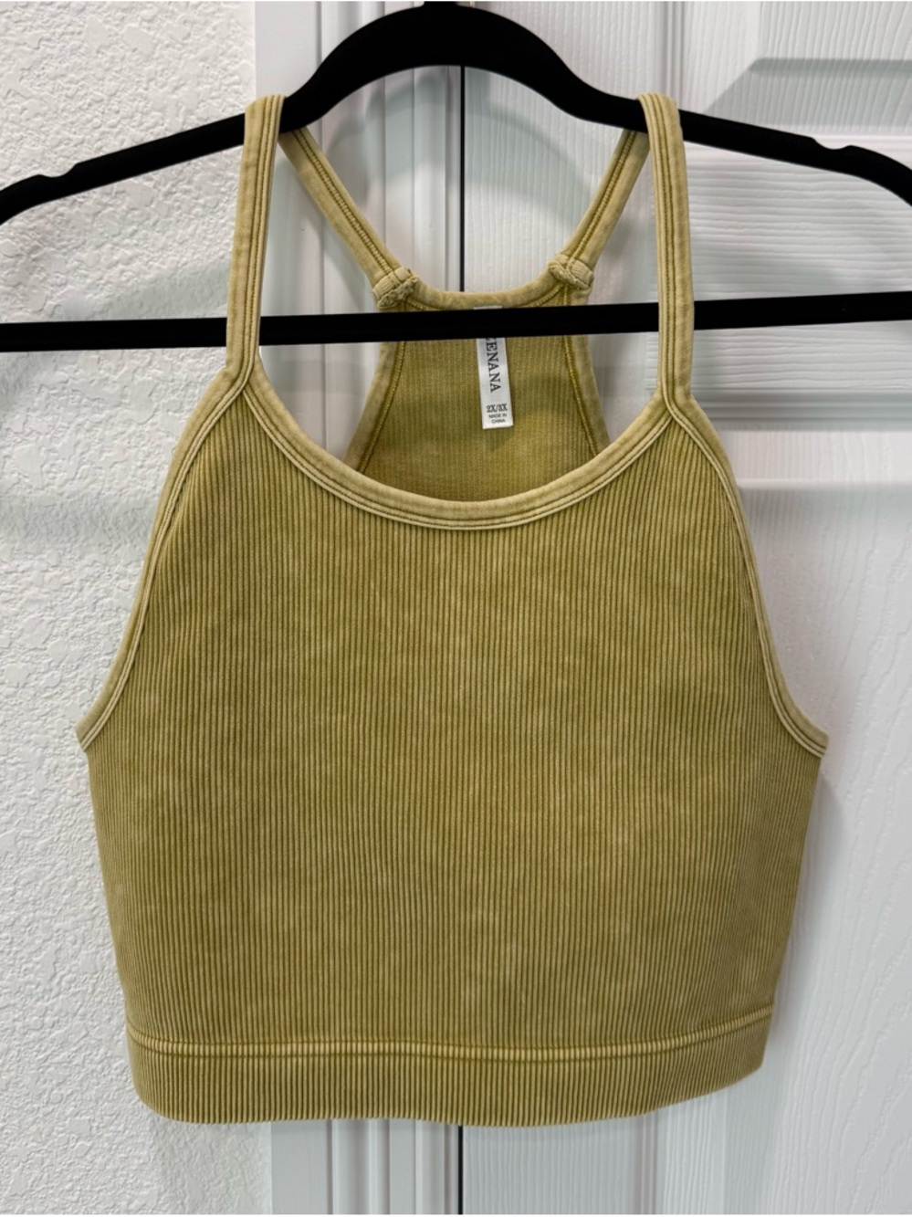 ZENANA Mineral Wash Curvy Ribbed Racerback Brami Bralette Crop top "NEW"